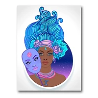 Designart - Portrait of African American Woman With Blue Hair II