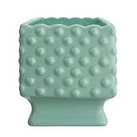 Hello Honey® 11" Mint Ceramic Hobnail Planter with Scalloped Edge