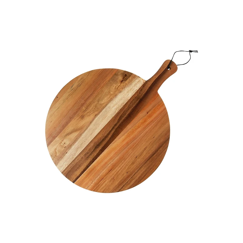 Hello Honey® 25" Natural Modern Round Wood Cutting or Charcuterie Board with Handle