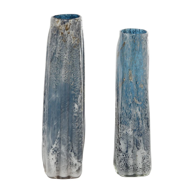 The Novogratz Blue Glass Contemporary Vase Set