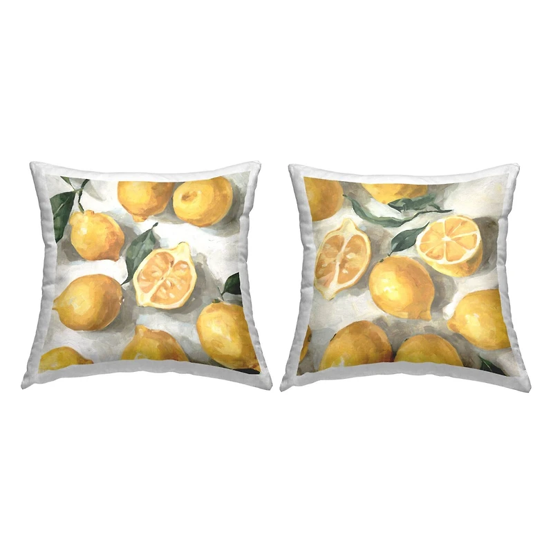 Stupell Industries Country Citrus Fruit Scattered Lemons Still Life 2 Pillow Set, 18" x 18"