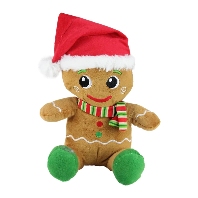 11" Brown & Red Plush Sitting Gingerbread Christmas Figurine Set