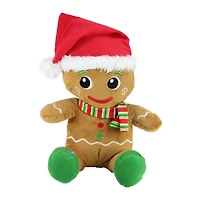 11" Brown & Red Plush Sitting Gingerbread Christmas Figurine Set