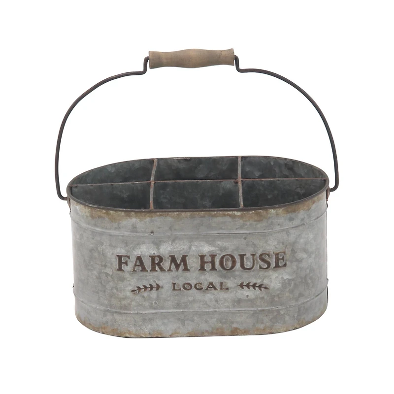 13" Gray Metal Farmhouse Wine Holder