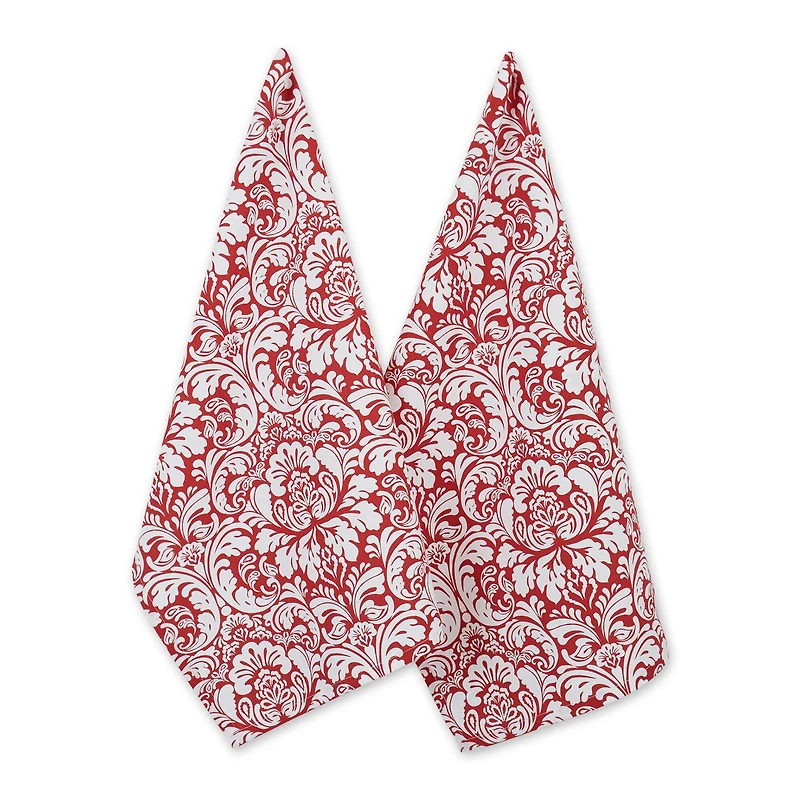 DII® Red Damask Dishtowel (Set of 2)