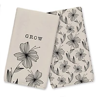 Grow Cream Florals 16" x 25" Tea Towel Set of 2