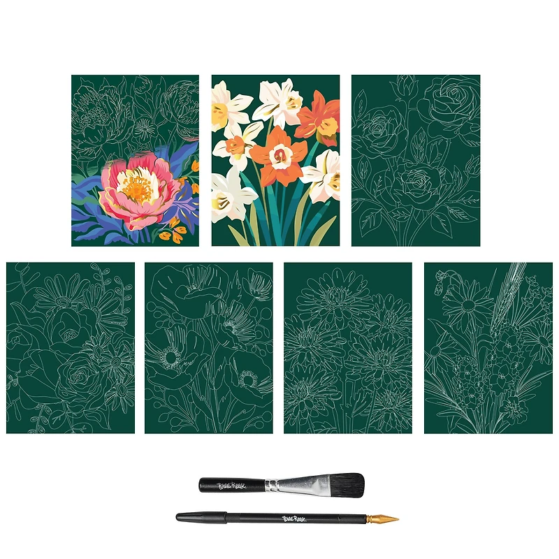 Brea Reese™ 6" x 8" Spring Florals Scratch Art Paper Pad