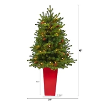 3.5ft. Pre-Lit Yukon Mountain Fir Artificial Christmas Tree in Planter