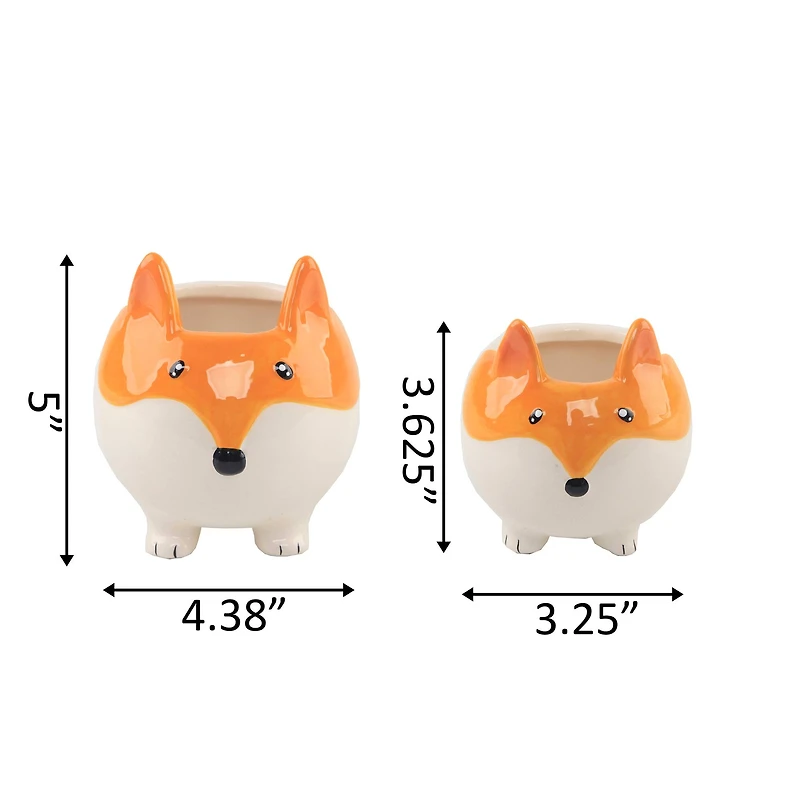Flora Bunda® Fox Ceramic Empty Planter Set