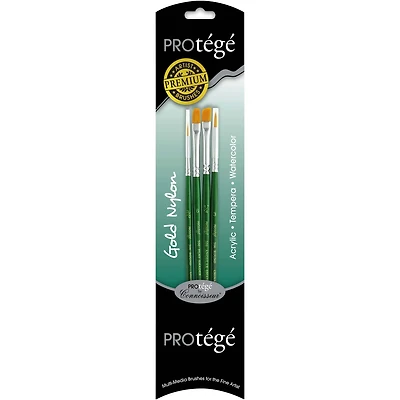Protégé Gold Nylon Short Handle 4 Piece Brush Set