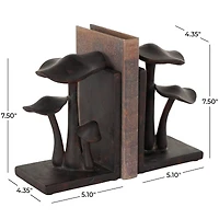 7.5" Dark Brown & Copper Mushroom Decorative Bookends, 2ct.