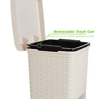 Mind Reader Ivory Step Bathroom Wastebasket Trash Garbage Can