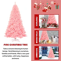 Costway 7.5ft. Unlit Pink Full Fir Artificial Christmas Tree