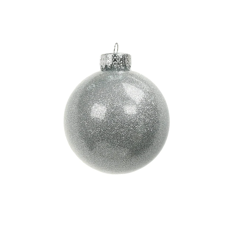 6 Pack 2.5" Silver Glitter Glass Ball Ornaments by Ashland®