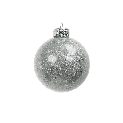 6 Pack 2.5" Silver Glitter Glass Ball Ornaments by Ashland®