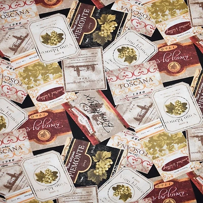 Feldman Wine Labels Cotton Fabric