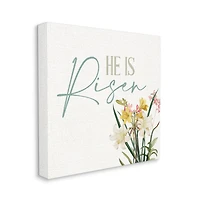 Stupell Industries He Is Risen Religious Easter Holiday Flower Blossoms Canvas Wall Art