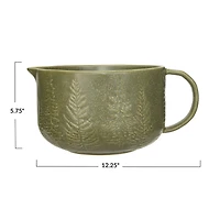 Hello Honey® 4qt. Green Trees & Matte Reactive Glaze Stoneware Batter Bowl with Handle