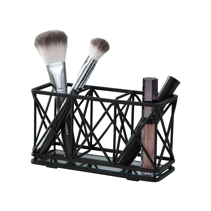 Home Details 3-Compartment Cosmetic Brush & Pencil Holder