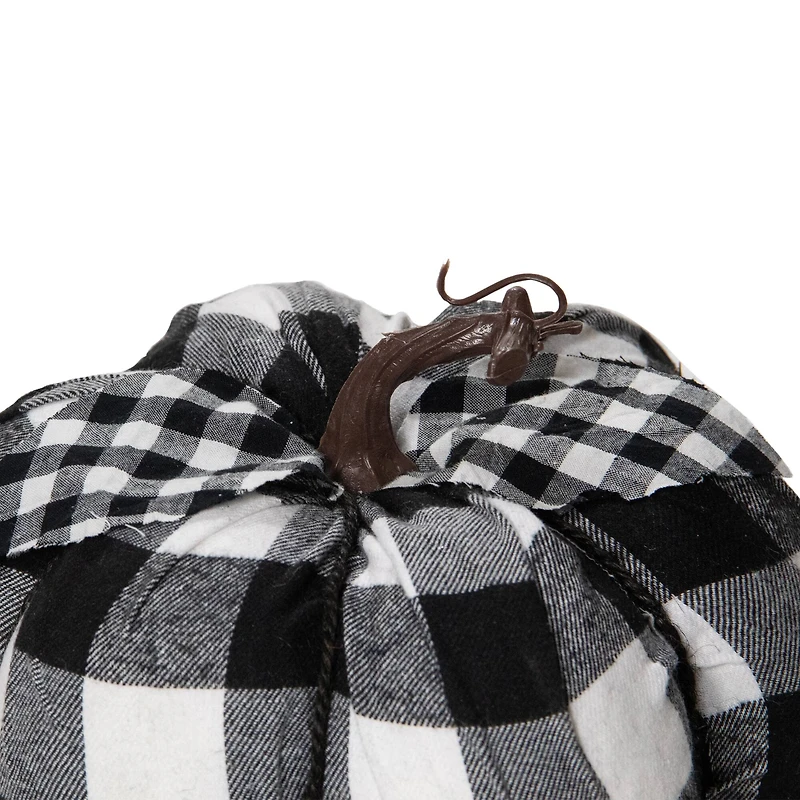 6.25" Black & White Buffalo Check Pumpkin Tabletop Décor
