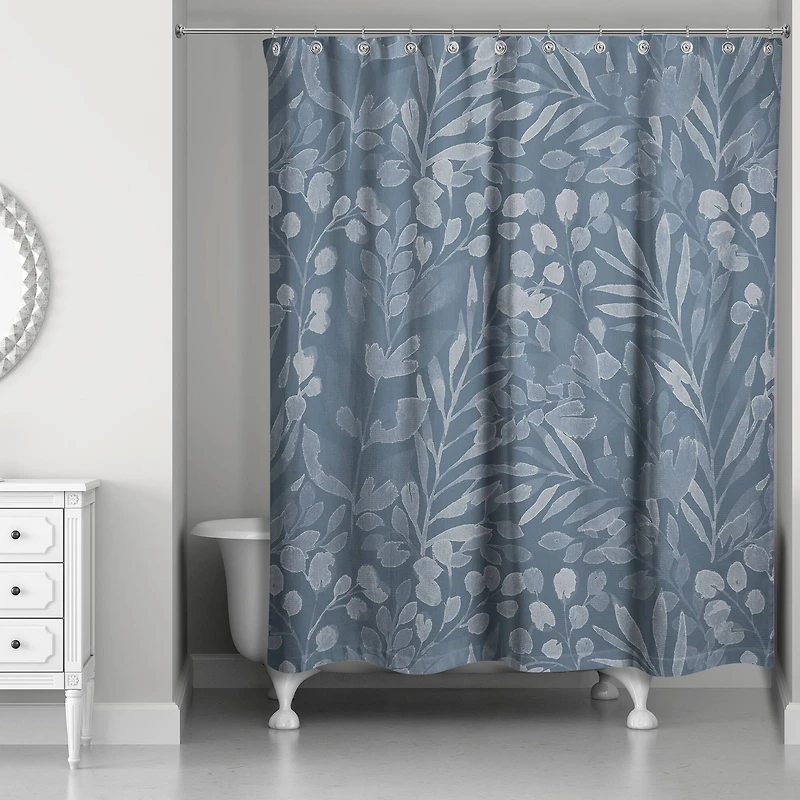 Blue Floral Shower Curtain