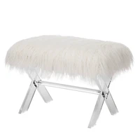 Glitzhome® 25.5" White Faux Fur Acrylic Bench