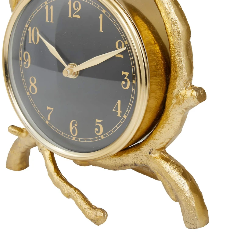 Gold Contemporary Abstract Clock, 8" x 4" x 13"