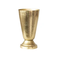 Hello Honey® 11" Gold Round Hammered Metal Vase