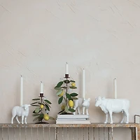 Hello Honey® 6.75" Long White Pastoral Elegance Sheep Taper Candle Holder