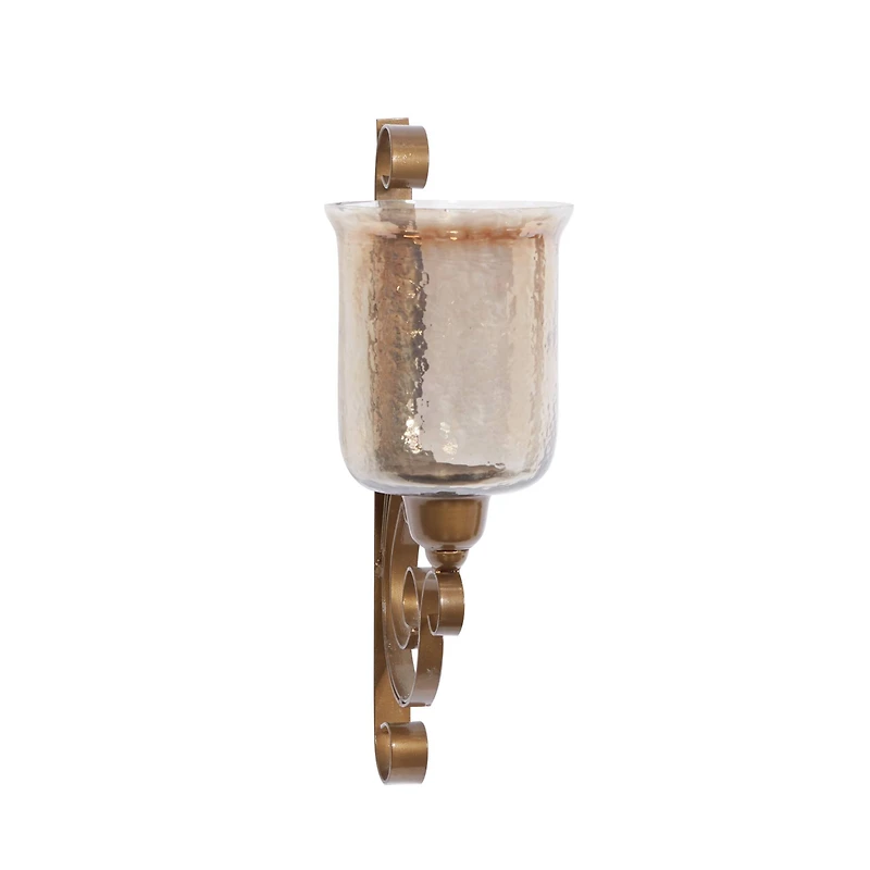 Brown Iron Traditional Candle Wall Sconce, 20" x 11" x 7"