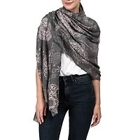 Glitzhome® 80" Gray Paisley Print Scarf with Fringe