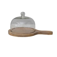 Hello Honey® Mango Wood Serving Tray with Glass Cloche Set