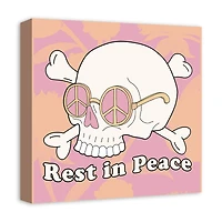 Pink & Coral Skull Rest in Peace Canvas Wall Art