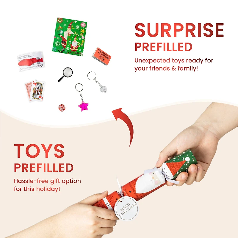 Glitzhome® 10" Christmas Santa & Snowman Party Cracker with Gift Contents, 8ct.