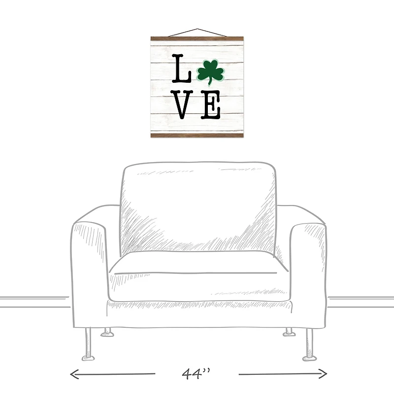 Shamrock Love Shiplap Hanging Canvas 16" x 16" Teak Hanging Canvas