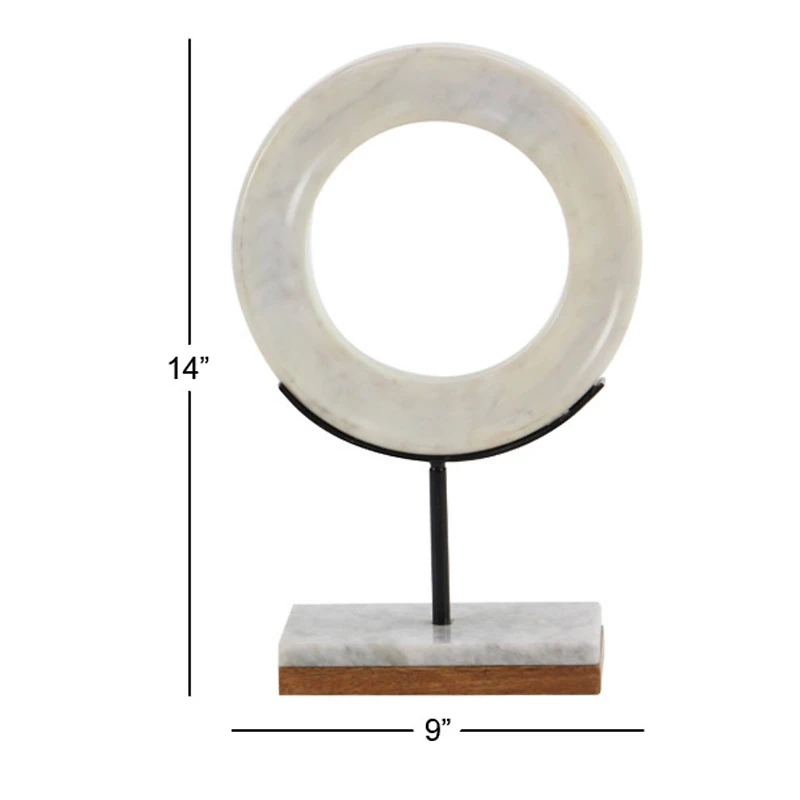 CosmoLiving by Cosmopolitan 14" White Geometric Marble Sculpture