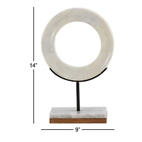 CosmoLiving by Cosmopolitan 14" White Geometric Marble Sculpture
