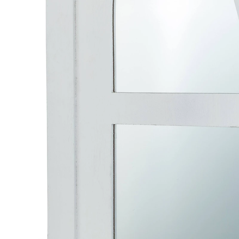 Glitzhome® 40" White Wooden Cathedral Windowpane Wall Mirror