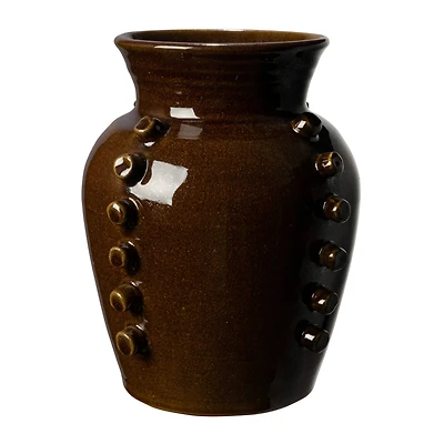 Hello Honey® 10.25" Brown Terra Cotta Vase with Hobnails