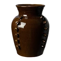 Hello Honey® 10.25" Brown Terra Cotta Vase with Hobnails