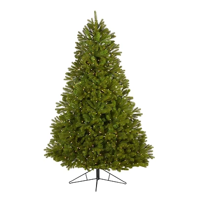 7ft. Pre-Lit Cambridge Spruce Flat Back Artificial Christmas Tree with Warm White Multifunction LED Lights