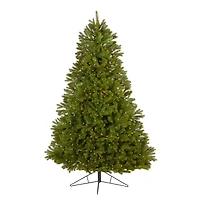 7ft. Pre-Lit Cambridge Spruce Flat Back Artificial Christmas Tree with Warm White Multifunction LED Lights