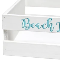 Elegant Designs Small White Wash Coastal Towel Holder, Frame & Toilet Paper Holder Set