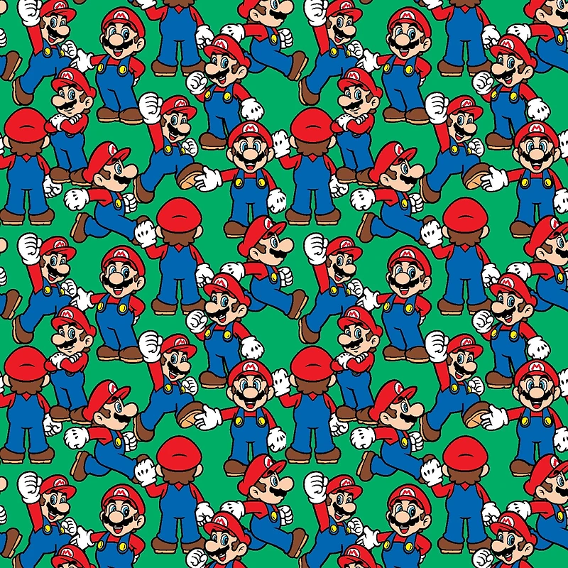 Nintendo® Super Mario Green Packed Mario Cotton Fabric