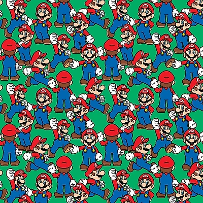 Nintendo® Super Mario Green Packed Mario Cotton Fabric