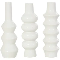 11" White Ceramic Abstract Vase Set