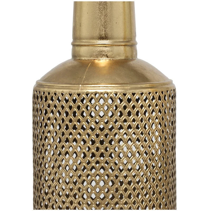 The Novogratz Gold Metal Diamond Patterned Vase with Open Frame Design Set