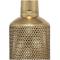 The Novogratz Gold Metal Diamond Patterned Vase with Open Frame Design Set