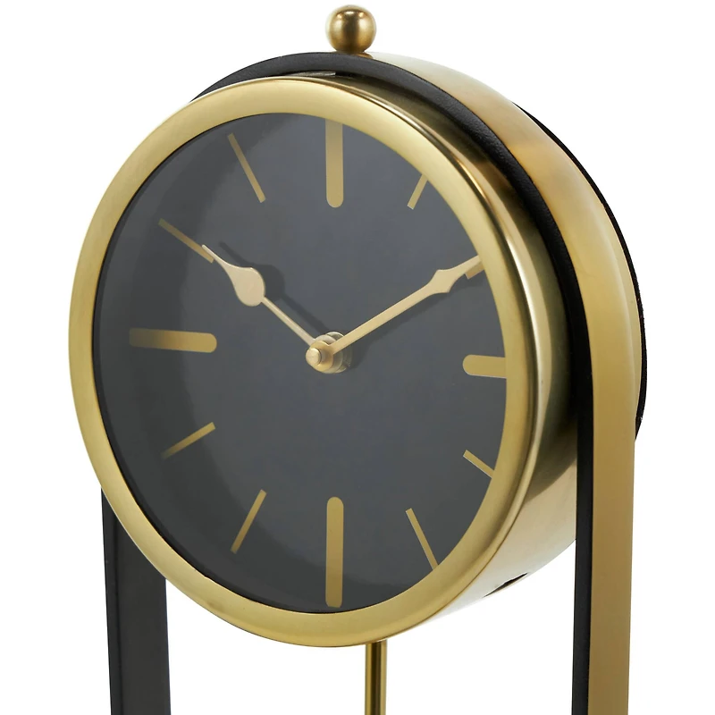 15" Gold Aluminum Tall Clock with Swinging Ball Pendulum