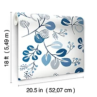 NuWallpaper Roux Blue Peel & Stick Wallpaper